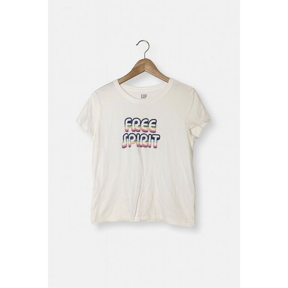GAP Free Spirit Graphic Tee White T-Shirt Women’s Size L Cotton Retro Print - Picture 2 of 3
